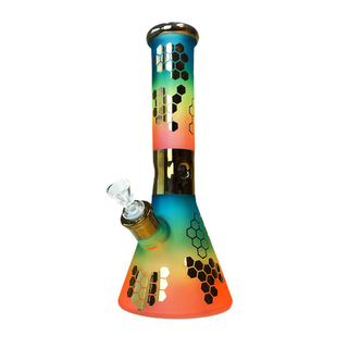 Bong din sticla 'BLACK SHEEP' Rainbow Bee Hexagon | 32cm.