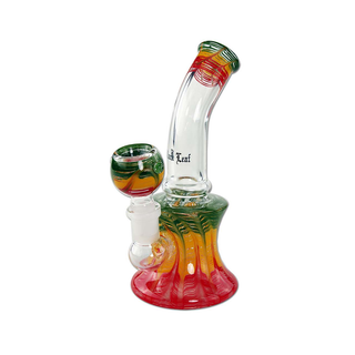 Bong din sticla 'BLACK LEAF' Mini Bubbler Rasta | 16cm.