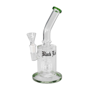 Bong din sticla 'BLACK LEAF' Bubbler Drum Green | 23,5cm.