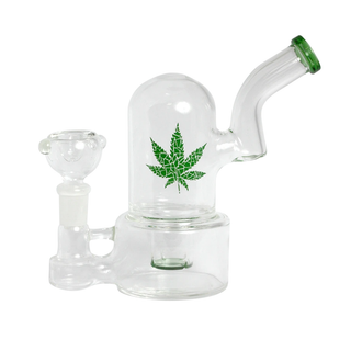 'LEAF' Dome Ring Glass Bong | Green - 16cm.