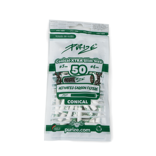 Filtre 'PURIZE' cu carbune activ 'CONICAL EXTRA SLIM' Albe | 5x6mm. - x50
