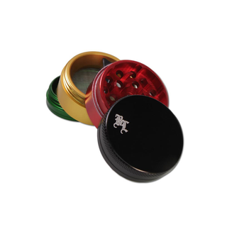Grinder 'BLACK LEAF' Rasta | 4-Parti - 39mm.