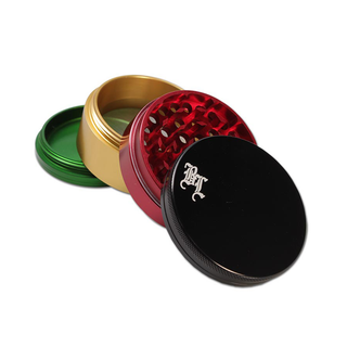 Grinder 'BLACK LEAF' Rasta | 4-Parti - 62mm.