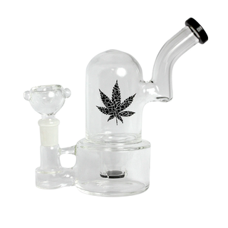 Glass Bong 'LEAF' Dome Ring | Black - 16cm.