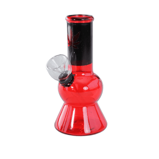 Bong din sticla 'HEMP LEAF' Rosu | 13,6cm.
