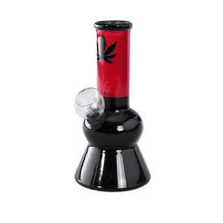 Bong din sticla 'HEMP LEAF' Negru | 13,6cm.