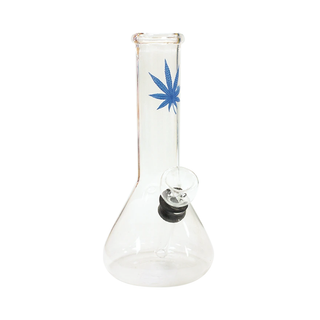 'LEAF' Classic Glass Bong | Blue - 15cm.