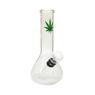 'LEAF' Classic Glass Bong | Green - 15cm.