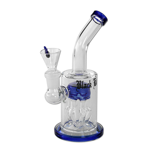Bong din sticla 'BLACK LEAF' Bubbler Tree Blue | 17cm.